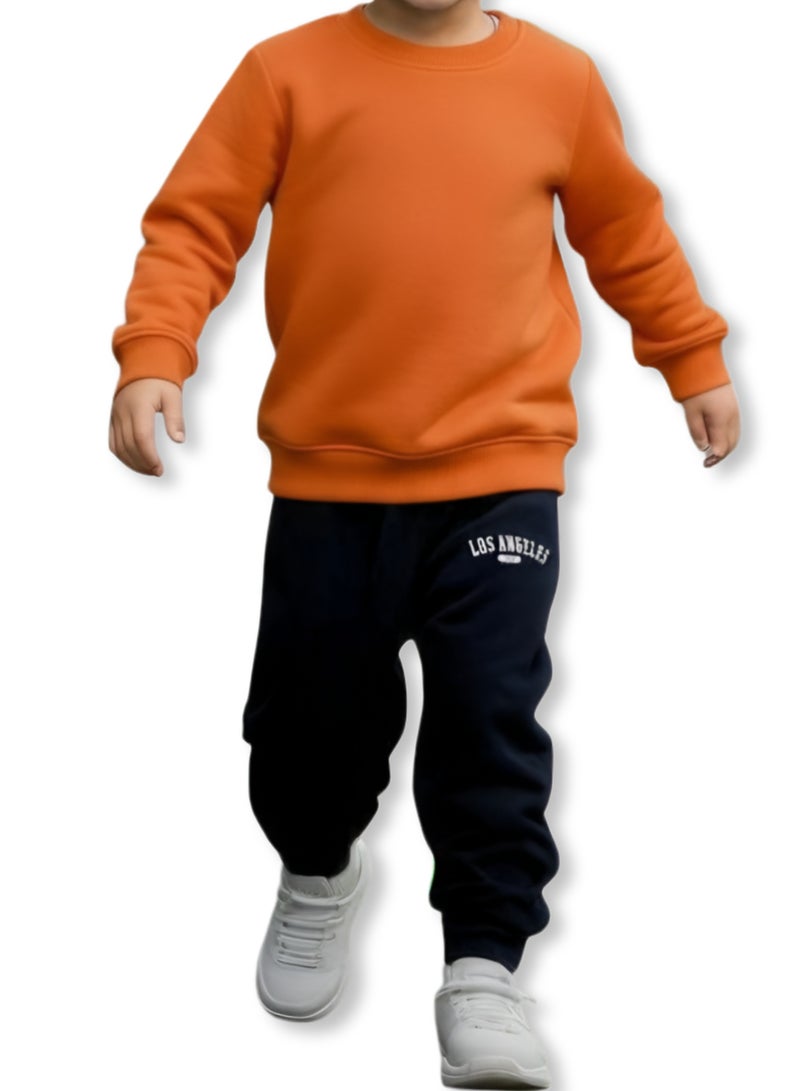 Horse Polo Sweatshirt Kids Plain,Orange - Image 1