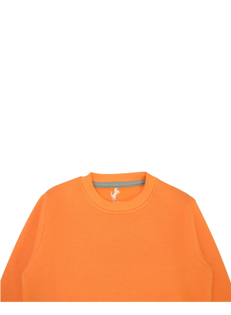 Horse Polo Sweatshirt Kids Plain,Orange - Image 3