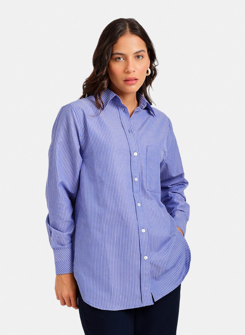 Carina Chest-Pocket Striped Shirt - Image 1
