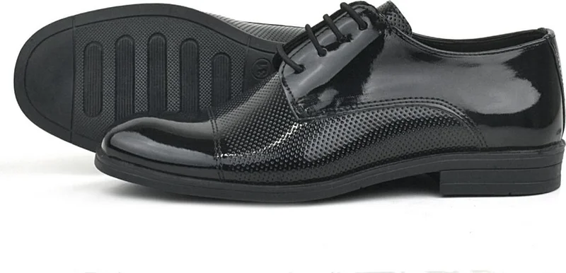 Rakerplus Black Patent Leather Laced Children's Oxford Classic Shoes