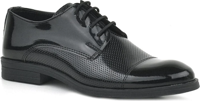 Rakerplus Black Patent Leather Laced Children's Oxford Classic Shoes