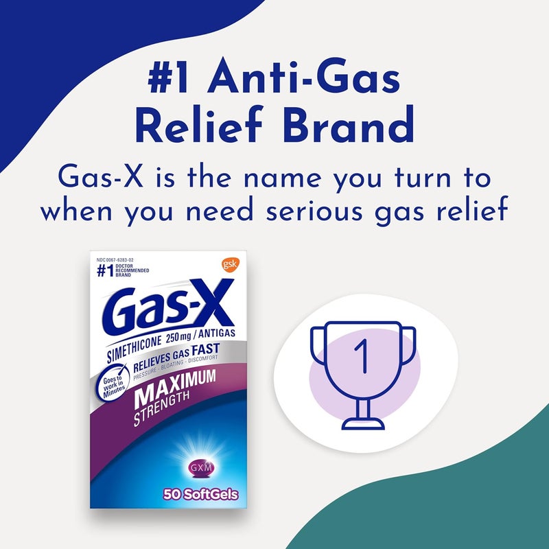 Gas-X Maximum Strength Gas Relief Softgels with Simethicone 250 mg for Bloating Relief 50 Count - Image 5