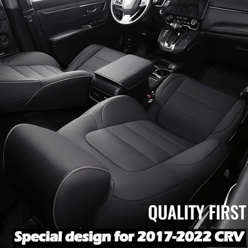 HKZ Fit CRV Car Seat Covers Full Set for Honda CR-V 2017 2018 2019 2020 2021 2022 Touring,EX,Sport,SE&EX-L - Leather (Black) - Image 4