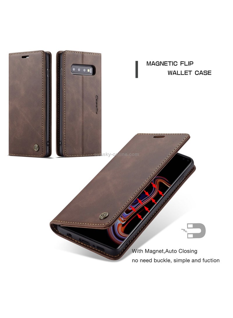 CaseMe Samsung Galaxy S10 5G Case Wallet, for Samsung Galaxy S10 5G Wallet Case Book Folding Flip Folio Case with Magnetic Kickstand Card Slots Protective Cover - Coffee - Image 5