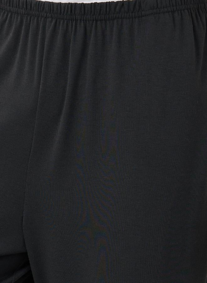 Styli Black Solid Pyjama with Contrast Piping Detail - Image 3