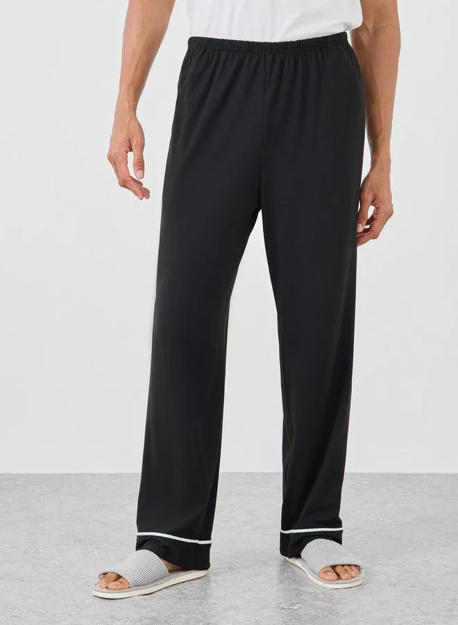 ستايلي Styli Black Solid Pyjama with Contrast Piping Detail