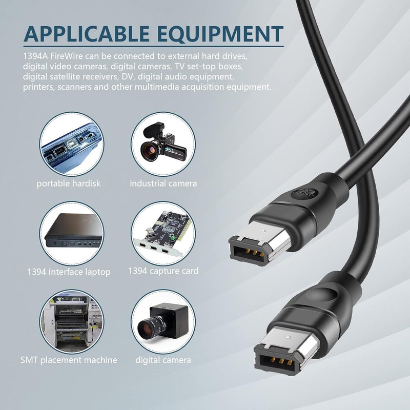 PASOW FireWire Cable 6 Pin to 6 Pin IEEE 1394 Firewire 400 to 400 6-6 ilink Cable 6 Feet（6 pin to 6 pin） - Image 2