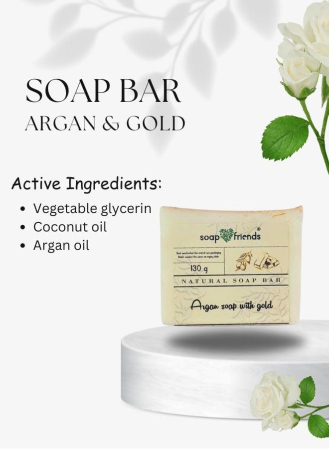 الصابون والأصدقاء صابونة جولد بار بزيت الأرجان – صابون استحمام عضوي مصنوع يدويًا بزيوت طبيعية وأعشاب - Image 5
