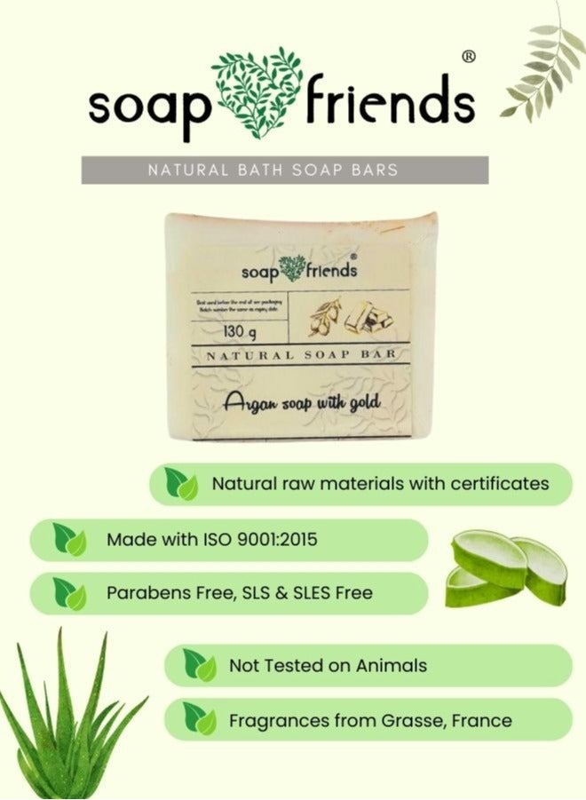 الصابون والأصدقاء صابونة جولد بار بزيت الأرجان – صابون استحمام عضوي مصنوع يدويًا بزيوت طبيعية وأعشاب - Image 3