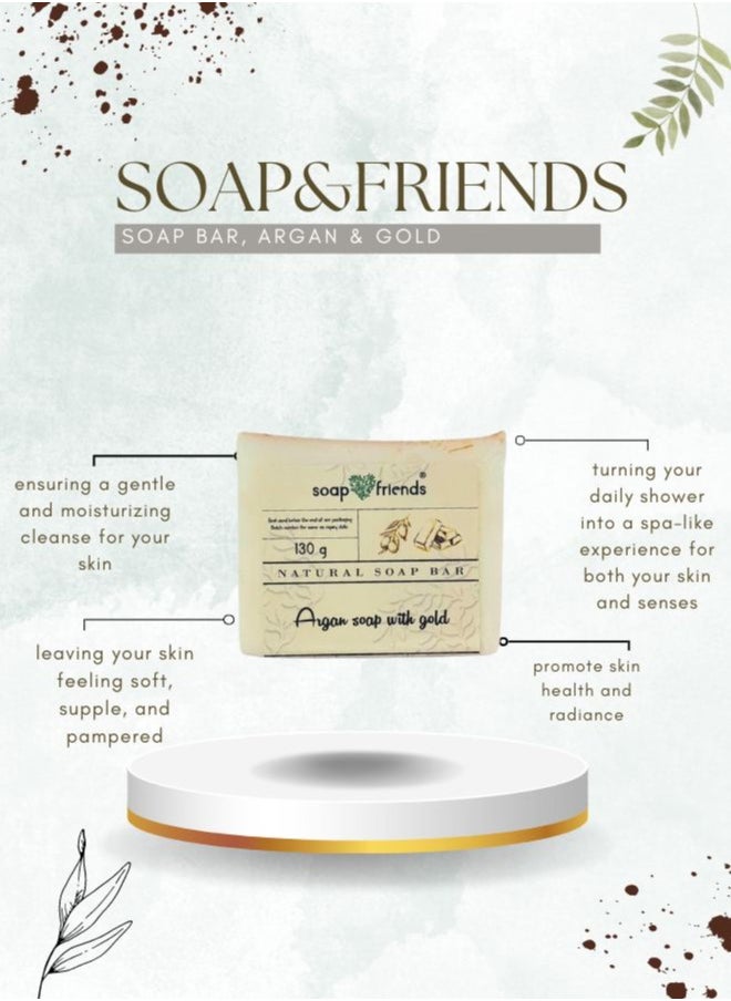 Soap&Friends Gold Bar Soap with Argan Oil – Handmade Organic Bath Soap with Natural Oils & Herbs  - Image 3