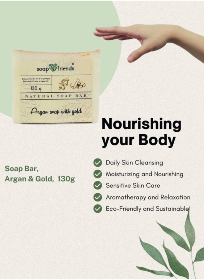 Soap&Friends Gold Bar Soap with Argan Oil – Handmade Organic Bath Soap with Natural Oils & Herbs  - Image 4