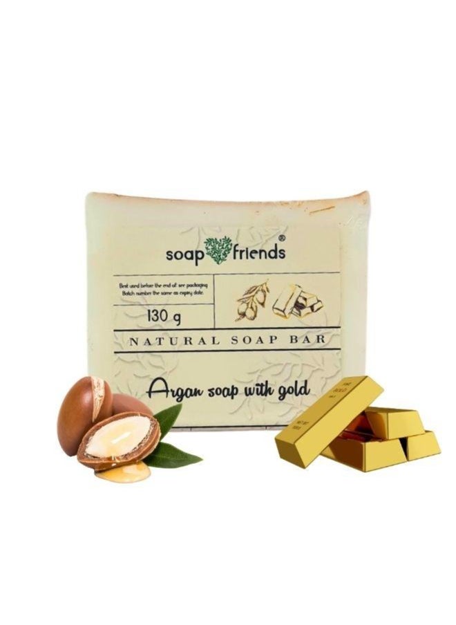 Soap&Friends Gold Bar Soap with Argan Oil – Handmade Organic Bath Soap with Natural Oils & Herbs  - Image 1