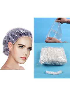 SMILEE Cap Disposable 100 Pcs Thickening Women Waterproof Shower Caps Normal Size Clear  - Image 1