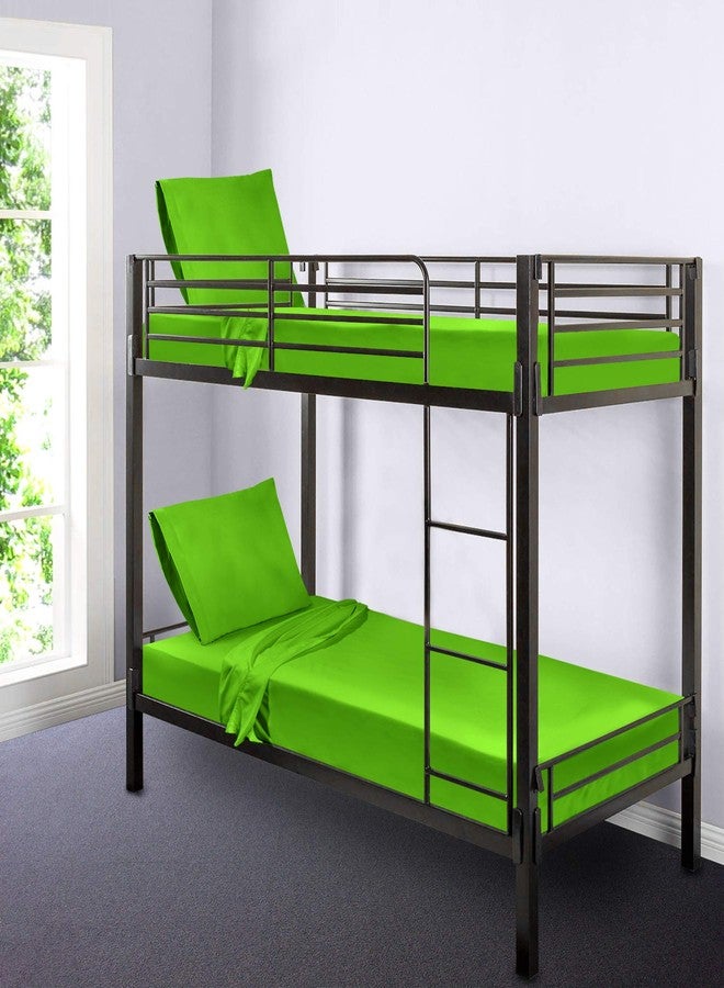 Gilbins 30" x 75" Cot Size 3-Piece Bed Sheet Set, Made of Ultra Soft Cotton, Perfect for Camp Bunk Beds/RVs/Guest Beds Neon Green - Image 3