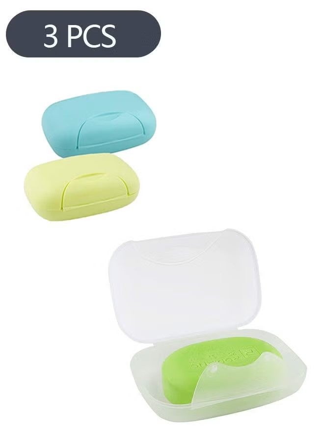 واي جيه حامل صابون مكون من 3 قطع، صندوق صابون، حاوية صابون للسفر للحمام أو التخييم أو الصالة الرياضية أو رحلة العمل - Image 1