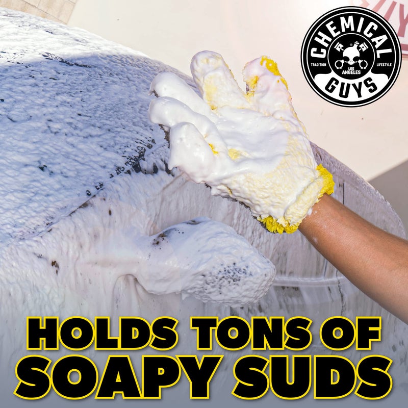 Chemical Guys MIC510 The Stranger Helpful Handy Car Wash Mitt - Yellow, Microfiber Towels for Detailing, Holds Tons of Soapy Suds, Flexible - Perfect for Car Cleaning - Image 5
