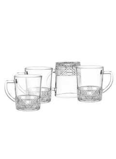 Elegant Set of 4 clear glass tea cups 240 ml  - Image 1