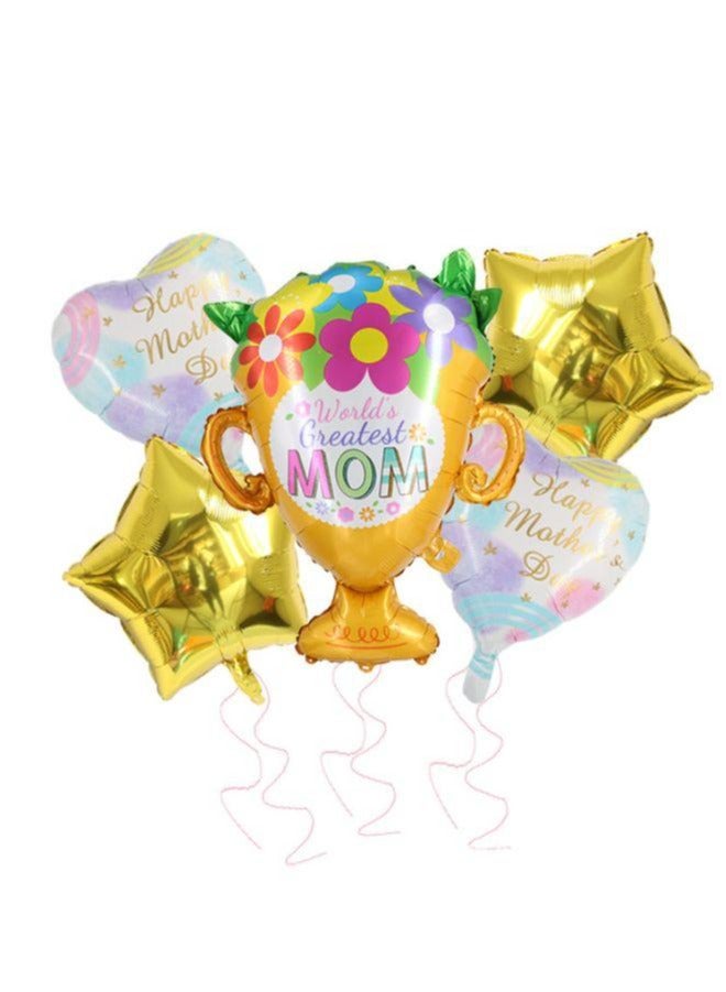 Happy Mothers Day and Best Mom Balloon Decor Mothers Day Decorations for Party Set of 6 Multicolored Balloon - Image 1