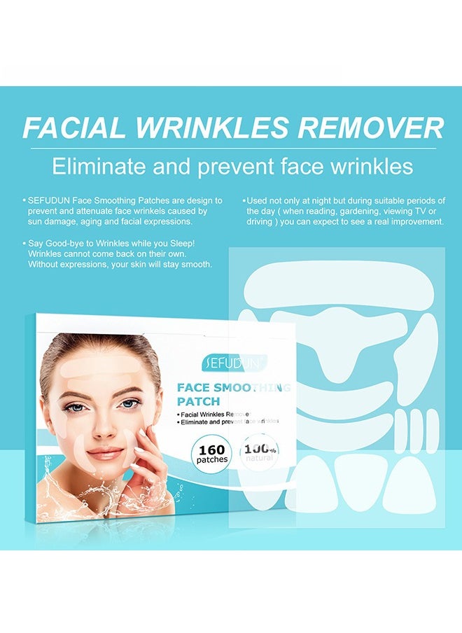 Sefudun - 160 Pcs Face Wrinkle Patches, Forehead Wrinkle Patches, Face Tape for Wrinkles, To Reduce Fine Wrinkles,Anti Wrinkle Facial Patches Overnight To Smooth Eye, Mouth, Forehead Wrinkles - Image 1