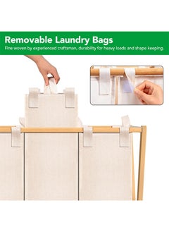 Cady One 150L 3-Compartment Foldable Fabric Laundry Basket with Wooden Frame 42*80*70cm  - Image 4