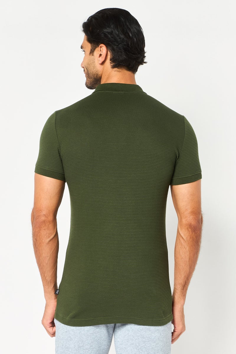 PUMA Men Slim Fit Short Sleeve Ottoman Outdoor Polo Shirt, Dark Olive - Image 3
