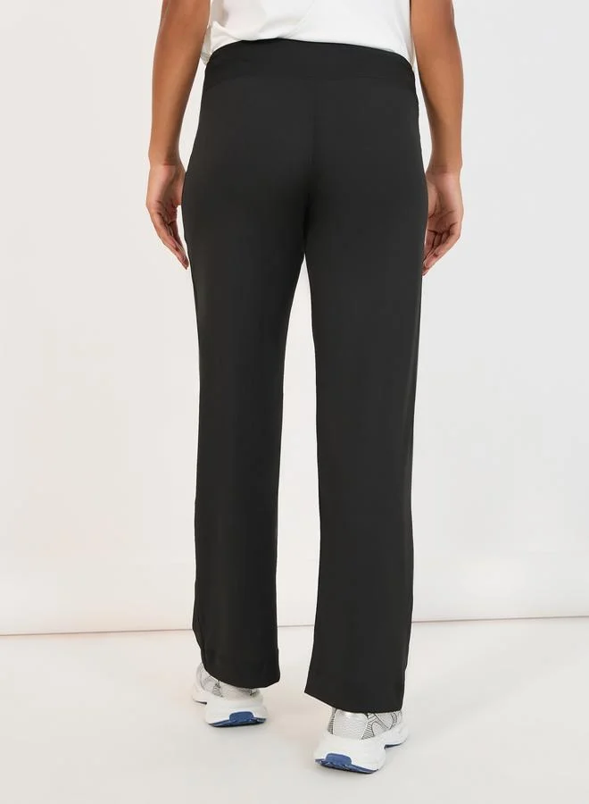 Styli Drawstring Waist Stitch Pocket Detail Active Straight Pant