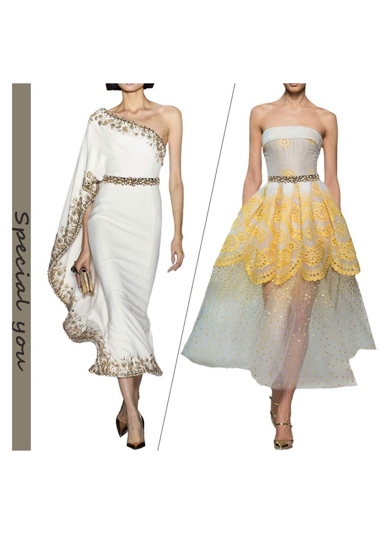 Rhinestone Skinny Belt Floral Elastic Belt for Lady