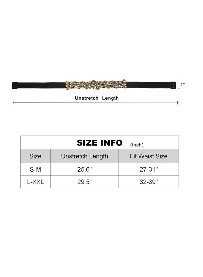 Rhinestone Skinny Belt Floral Elastic Belt for Lady