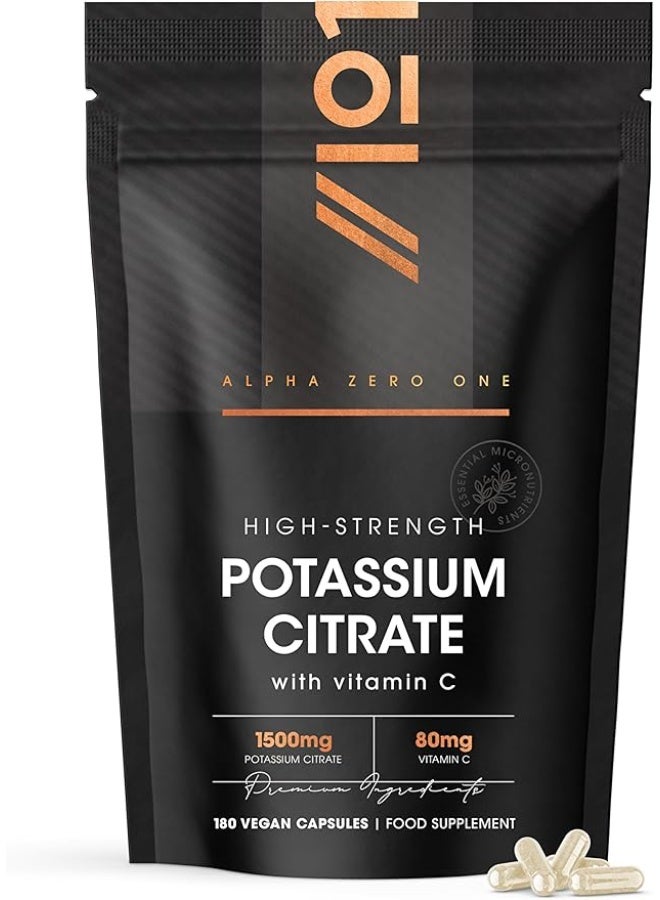 ALPHA01 Potassium Citrate – 1500 mg | 180 Capsules Maintains Healthy Blood Pressure | Made in UK - Image 1