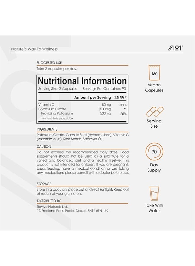 ALPHA01 Potassium Citrate – 1500 mg | 180 Capsules Maintains Healthy Blood Pressure | Made in UK - Image 3