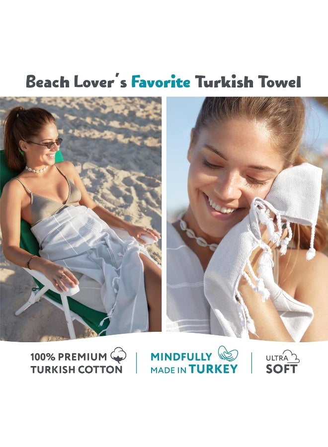 WETCAT Turkish Beach Towel Oversized 38x71 100 Turkish Cotton Made in Turkey  Sand Free Extra Large Ultra Soft Quick Drying Compact  Lightweight for Travel  Light Grey - Image 2