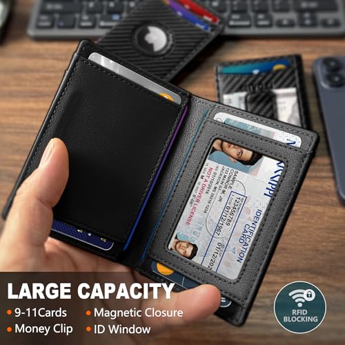 miyozi Airtag Wallet for Men with Money Clip Gift Boxed Magnetic Closure Slim Genuine Leather Front Pocket Wallet 41x 28 RFID Blocking - Image 3