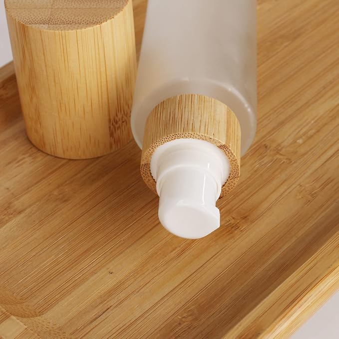 COSIDEA 6 pcs Empty 1oz 30ml bamboo lid Frosted glass spray bottle with fine mist despenser head for liquid perfume toiletries toner bottles