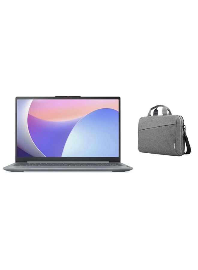 لينوفو كمبيوتر محمول IdeaPad Slim 3 15IRU8 بشاشة 15.6 بوصة ومعالج Core i3-1305U وذاكرة وصول عشوائي 8 جيجابايت ومحرك أقراص SSD سعة 256 جيجابايت وبطاقة رسومات Intel Iris Xe وWindows 11 + حقيبة Lenovo - Image 1