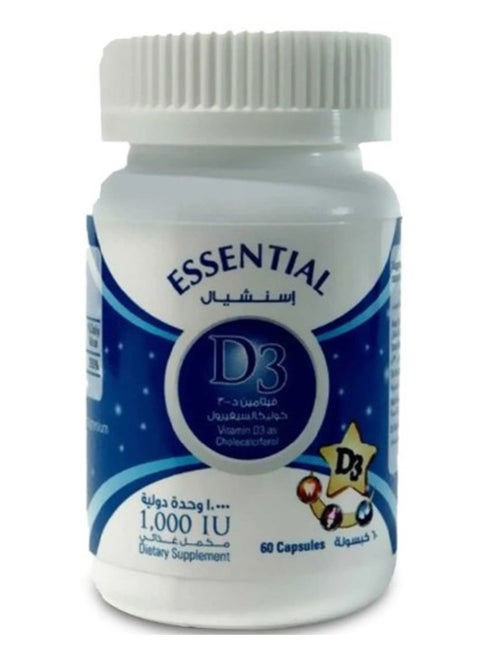 Vitamin D3 1000 IU Dietary Supplement - 60 Capsules
