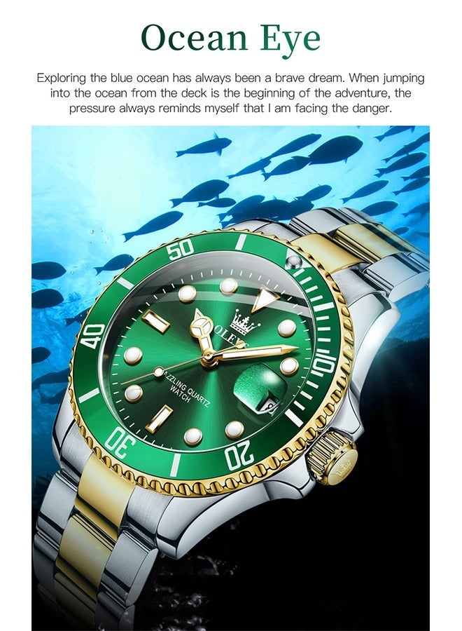OLEVS Men Automatic Mechanical Dive Watch Waterproof Green Water Proof - Image 2