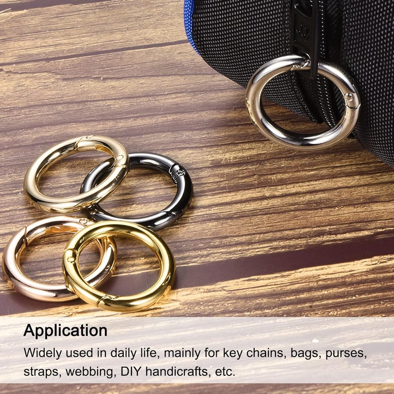 Muzztech 20Pcs Zinc Alloy Spring O Ring,20amm Gate O Ring Round Carabiner Snap Clip Trigger Spring Keyring Buckle, Metal O Ring for Bags,Purses - Image 3