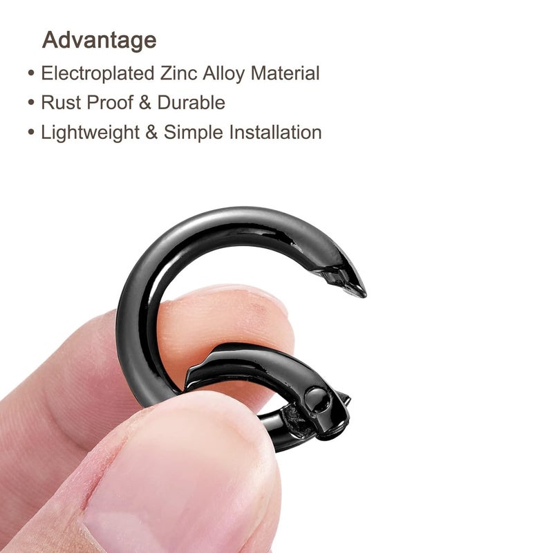 Muzztech 20Pcs Zinc Alloy Spring O Ring,20amm Gate O Ring Round Carabiner Snap Clip Trigger Spring Keyring Buckle, Metal O Ring for Bags,Purses - Image 2