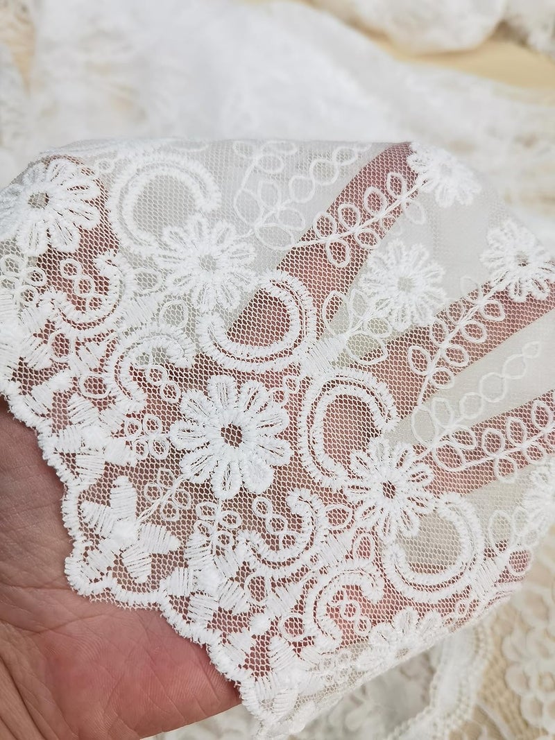 Leimandy Flowergirl Veils First Communion Veil Lace Floral Edge Veil Headwrap for Grils F5 - Image 4