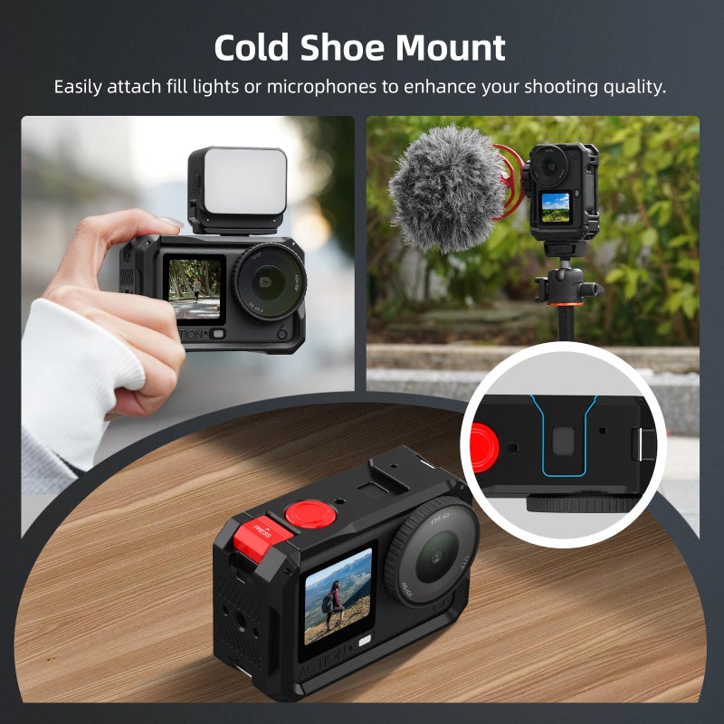 BRDRC Metal Cage for DJI Osmo Action 6, Protective Case Premium Frame Cover Protector Aluminum Housing for DJI Osmo Action 6 Accessories - Image 5