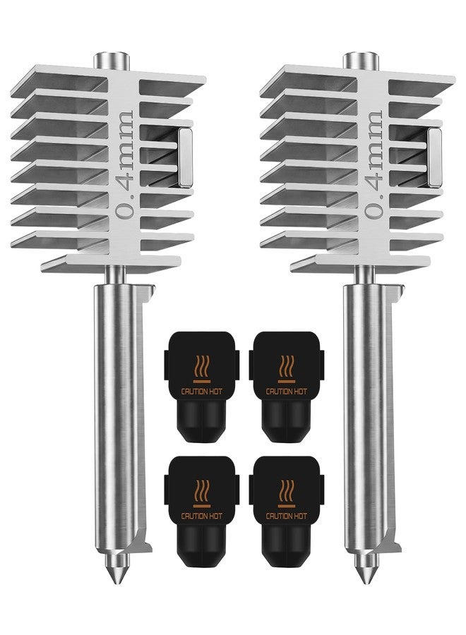 رأس طباعة HIKUDIY 2-Pack 0.4mm Hotend 2.0 المُطوّر لطابعات Bambu Lab A1 / A1 Mini، مصنوع بالكامل من الفولاذ المُقسّى، مع غطاءين من السيليكون وفرشاة تنظيف الفوهة. - Image 1