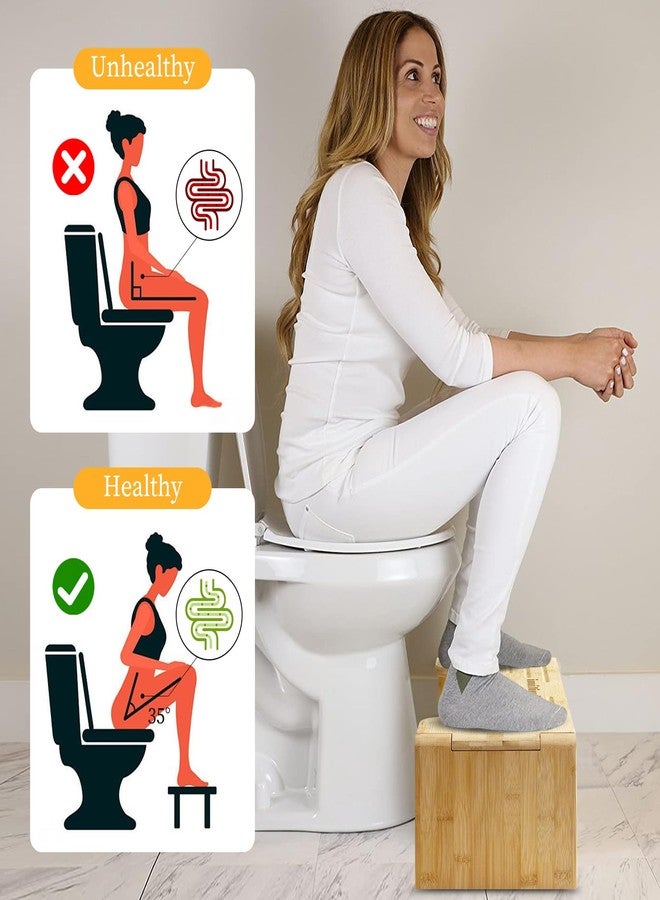 kimitimi Wooden Toilet Step Stool for Adults - 7 Inches Bathroom Foot Stool for Squatting, Foldable Non-Slip Stool for Toilet Use, Sturdy Step Stool for Kids & Elderly - Image 2