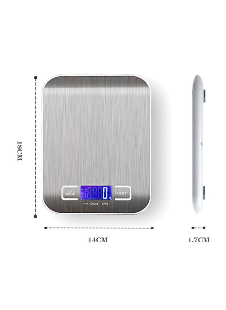 Generic - Electric Digital Food Scale Multi-Functional Kitchen Scale and Baking Scale for Precise Weight Measuring and Portion Control,LCD Display,Silver(MAX:10KG) - Image 1