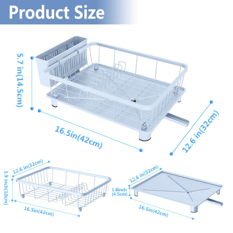 Hiviweer Blue Dish Drying Rack, Dish Rack,Space-Saving Dish Racks for Kitchen Counter with Utensil Holder,Gifts for Women Mothers Day, Kitchen Gadgets & Decor - Image 4