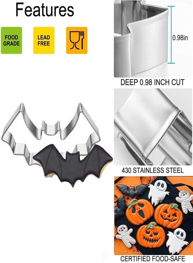 Q-BAKER Halloween Cookie Cutters Set- 5 Pieces Stainless Steel Baking Cutter Molds Pumpkin, Ghost, Witch's Hat, Bat, Cat Cookie Cutters Holiday Decorative Party Supplies - Image 2