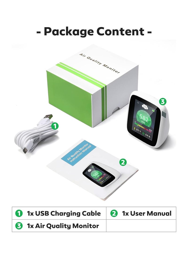 SYOSI كاشف ثاني أكسيد الكربون CO2 ، جهاز مراقبة جودة الهواء الداخلي 4 في 1 ، كاشف محمول لثاني أكسيد الكربون ، مختبر لثاني أكسيد الكربون ، درجة الحرارة والرطوبة النسبية ، متر CO2 مع إنذار ، للخيام الزراعية ، المنازل ، السيارات - Image 2