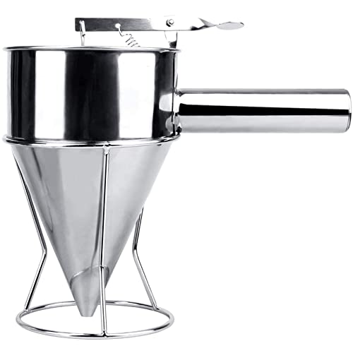 MyLifeUNIT Stainless Steel Pancake Batter Dispenser Funnel Dispenser with Stand for Takoyaki and Baking - Image 1