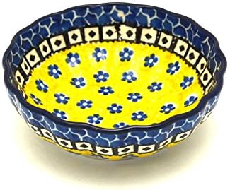 Polish Pottery Gallery Polish Pottery Bowl  Shallow Scalloped  Small  Sunburst - Image 1