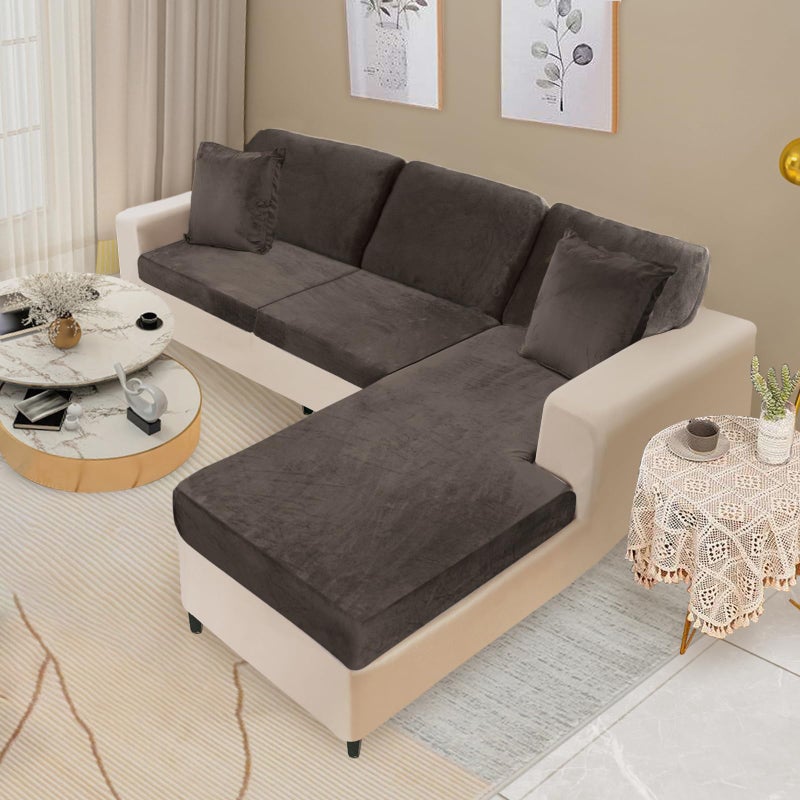 NAISI تغطي الأريكة المقطوعة Naisi 6 قطع وسادة الأريكة المخملية تغطي L شكل لينة أريكة الأريكة مع 2pcs وسادة للأريكة المقطوعة اليسر - Image 2