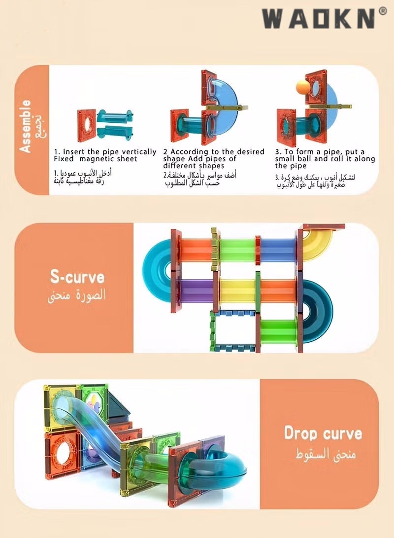 WAOKN Kids Magnetic Tiles Toys, Magnetic Building Block Set,With Storage Box Building Block 105 Pcs ,Early Educational Building Toys - Image 3